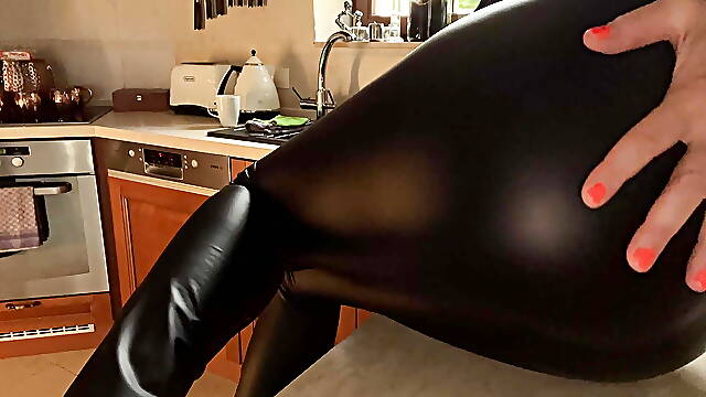 Relaxing and Masturbating at Home in Lycra Pants