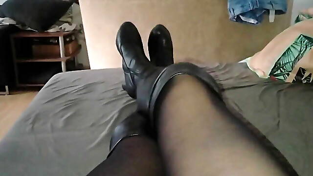 My Hot Leather Boots and I Masturbate