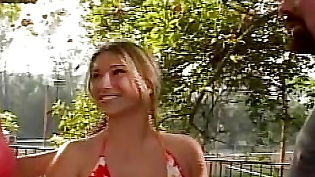 Cute Teen Gets Her Tight Holes Drilled Deep by a Tattooed Man Outside After Short Interview