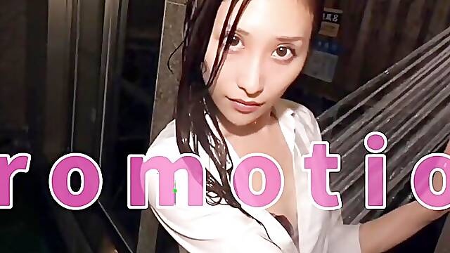 Underwater, beautiful Japanese in clothes, orgasms in water