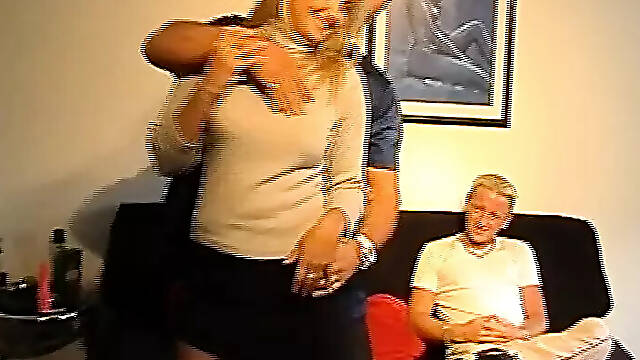 A pretty German babe gets a facial after a hot MMF threesome