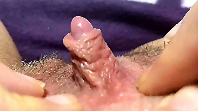 Huge clitoris rubbing and jerking orgasm in extreme close up masturbation