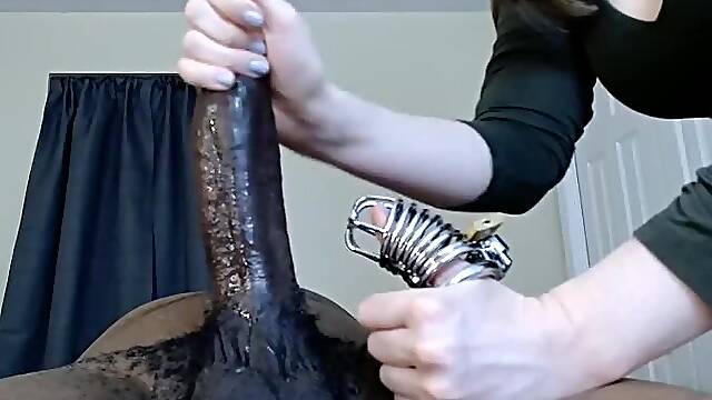 BBC Chastity Cage Comparison Handjob