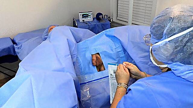 Doctor Jess performs surgical electro stimulation orgasm