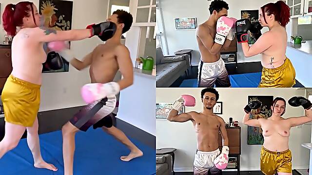 Lizzy VS X-man Topless Boxing