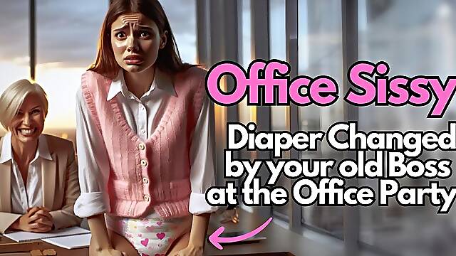 Diapered SISSY gets Cucked at Office Party