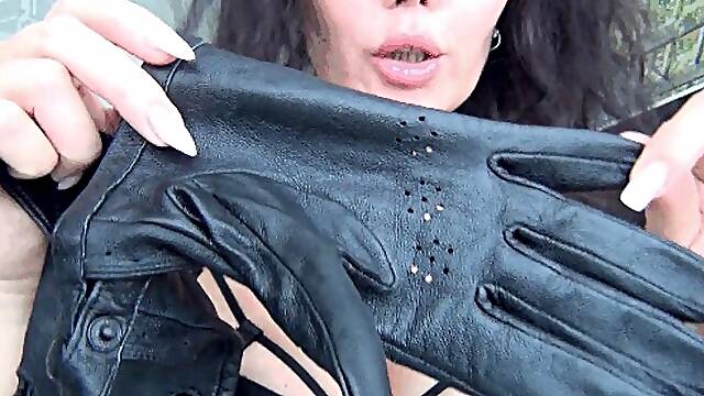 You can cum on my bra or on my leather gloves a
