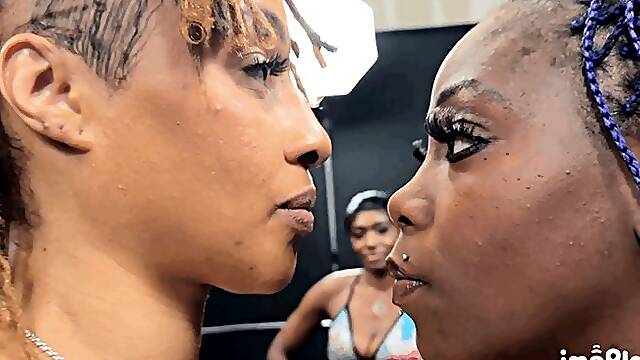 Kendra Allure vs Barbie Express ft. Paris Love as the ref. in a Topless Boxing Match
