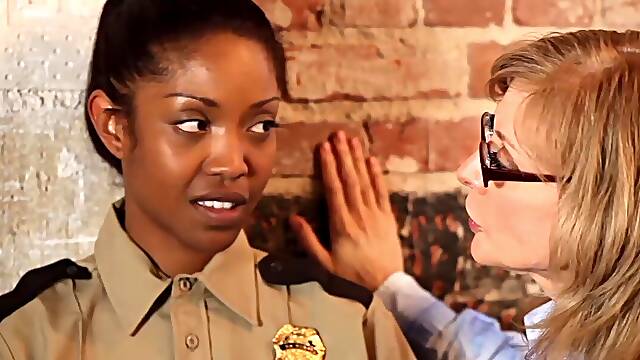 Lesbian beauties in uniforms fuck with passion, showcasing their chemistry.