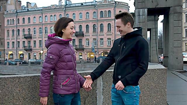 Skinny Russian babe and her teen hottie indulge in an al fresco rendezvous