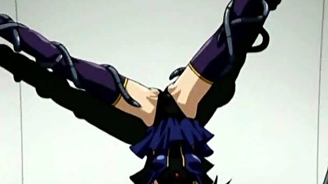 Angry hentai gets brutally fucked by a robotic tentacle arms