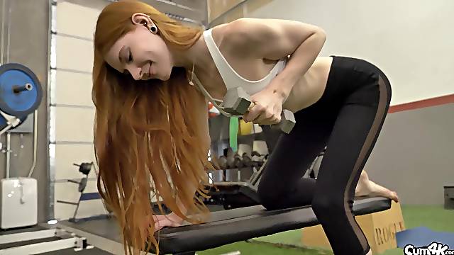 Hardcore fucking on the gym floor with skinny redhead Jane Rogers