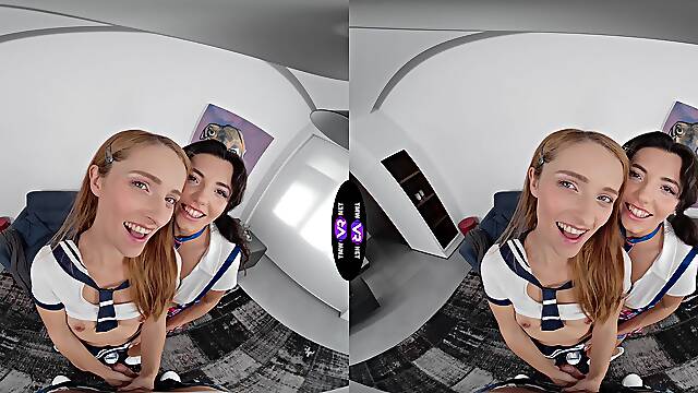 College cuties in a steamy VR threesome