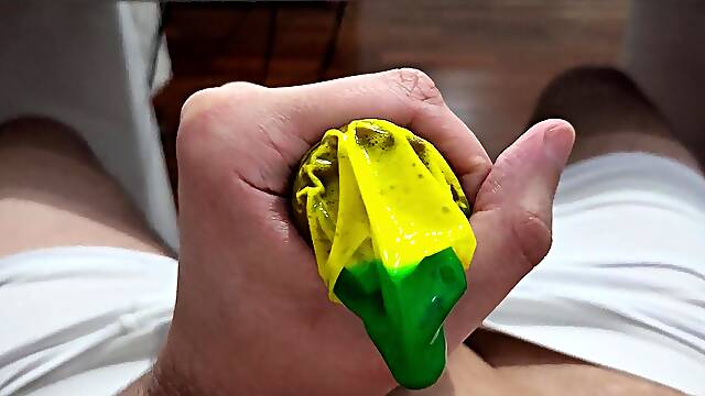 Cum with a Colorful Condom