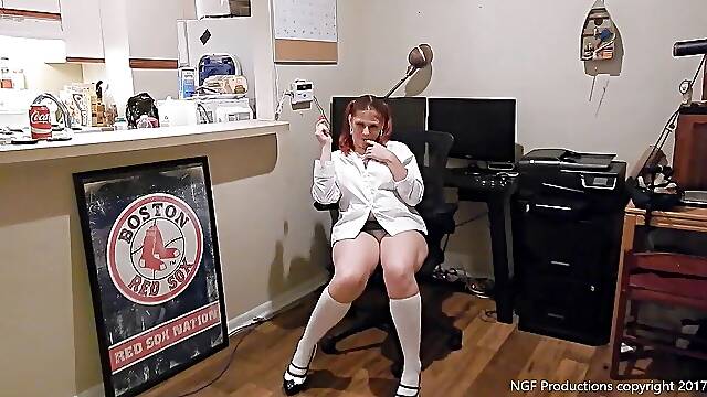 Naughty college girl Rebel shows her knickers