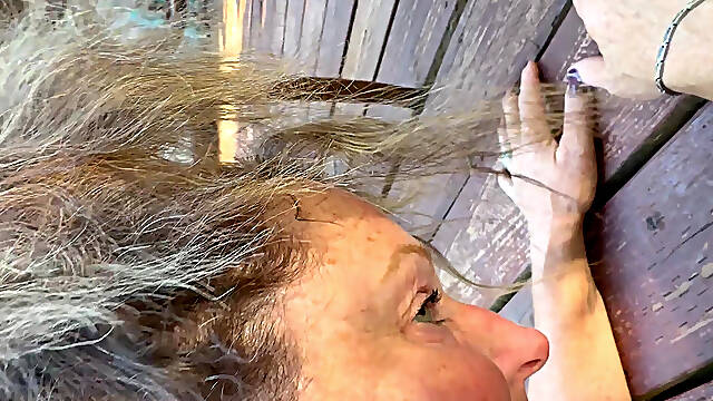 Freckled Dirty Wife Gets Bent Over the Deck and Fucked From Behind Butt Plug