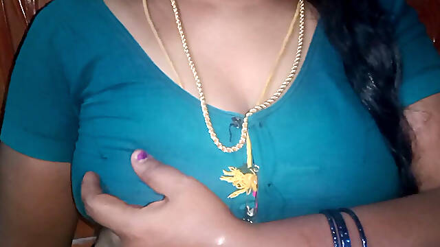 Tamil Aunty Squeezing Her Breasts When She Is Alone and Unable to Control Her Emotions