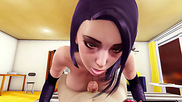 Angela Roth with Big Tits and Nipple Stickers - 3D Hentai Animation Featuring Handjob, Titjob Teasing & Intense Cumshot