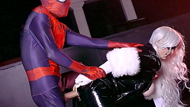 Spider man lad fucks blonde villain in hardcore role play