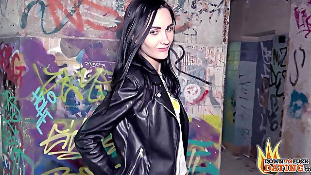 Hardcore outdoors fucking with bubble butt Megan Venturi in leather